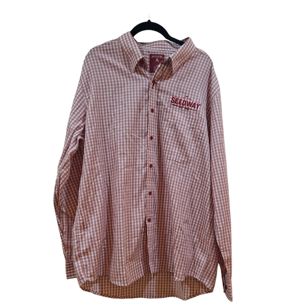 Antigua Structure Long Sleeve Woven Button Up Shirt SEEDWAY Logo Women's XL NWOT